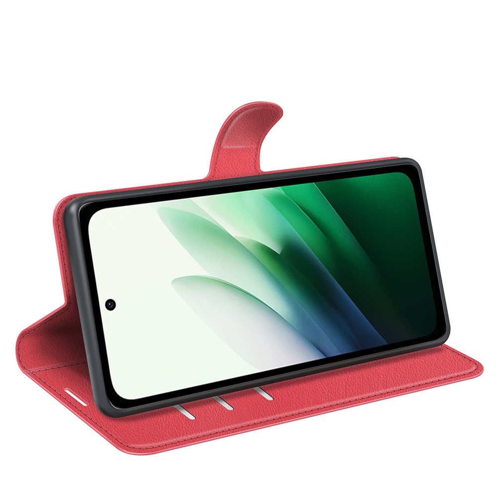 Litchi knižkové púzdro na Xiaomi Redmi 15 4G/5G (171mm) - červené