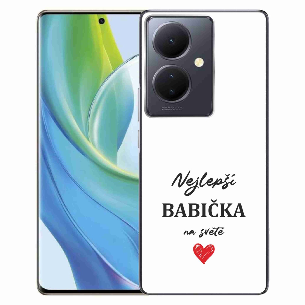 Gélový kryt mmCase na Vivo V29 Lite 5G - najlepšia babička 1 biele pozadie