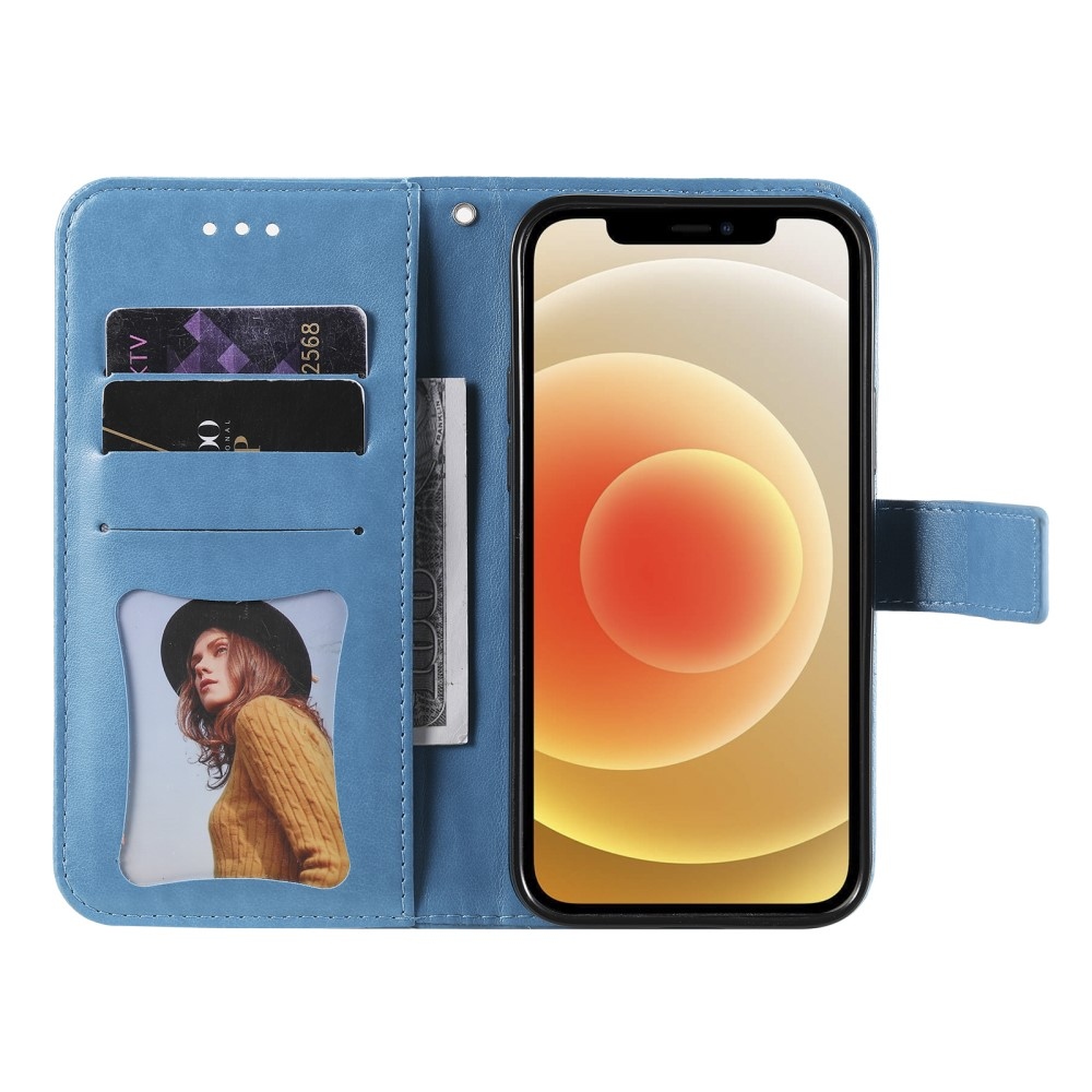 Floral knižkové puzdro na Realme 14 5G - modré