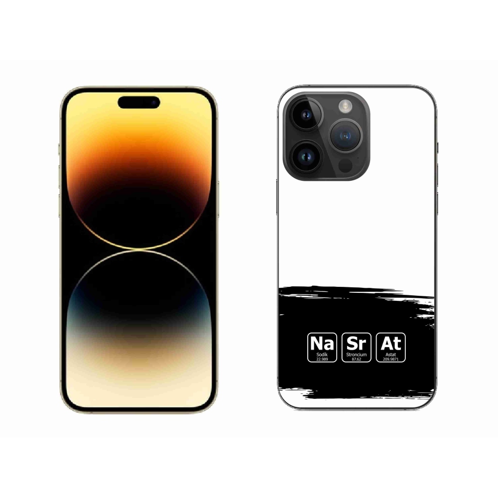 Gélový kryt mmCase na iPhone 14 Pro Max 6.7 - chemické prvky čiernobiele pozadie