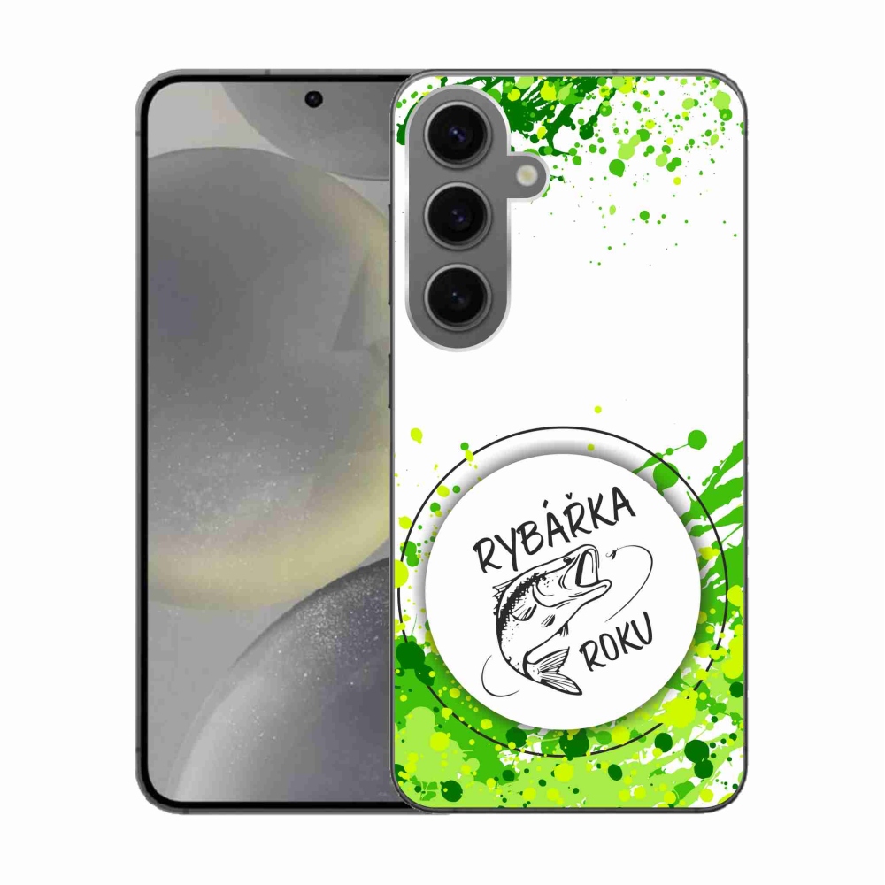 Gélový kryt mmCase na Samsung Galaxy S24 - rybárka roku biele pozadie