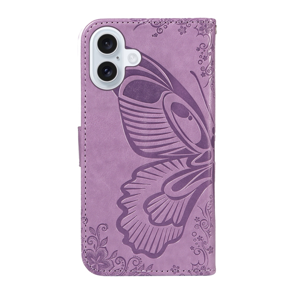 Floral Butterfly knižkové púzdro na iPhone 17 - svetlofialové