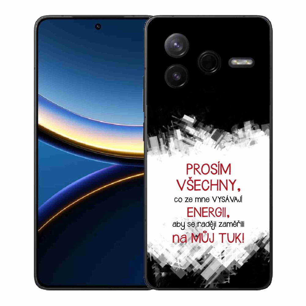 Gélový kryt mmCase na Xiaomi Poco F7 Pro - vtipný text 1 červený