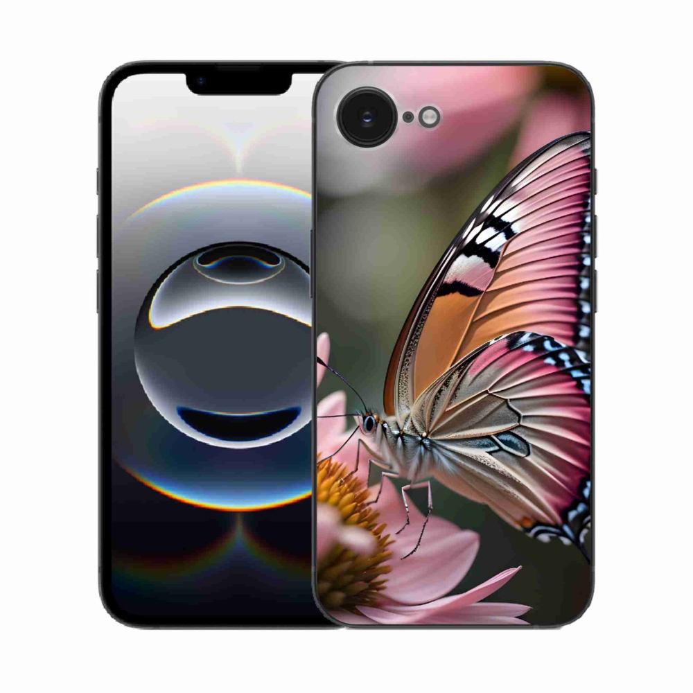 Gélový kryt mmCase na iPhone 16e - farebný motýľ