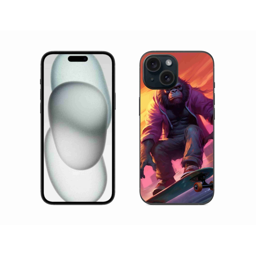 Gélový kryt mmCase na iPhone 15 - gorila na skateboarde