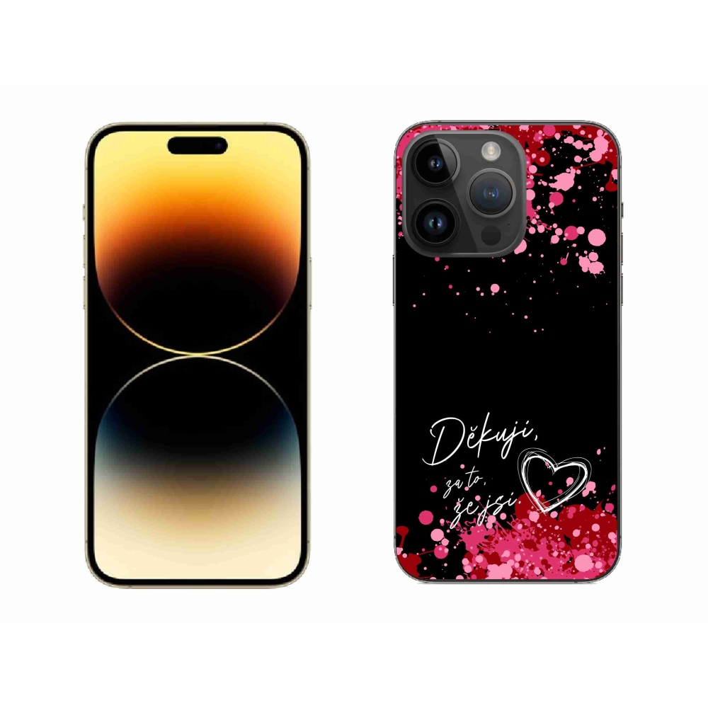 Gélový kryt mmCase na iPhone 14 Pro Max 6.7 - zamilovaný text 2 čierne pozadie