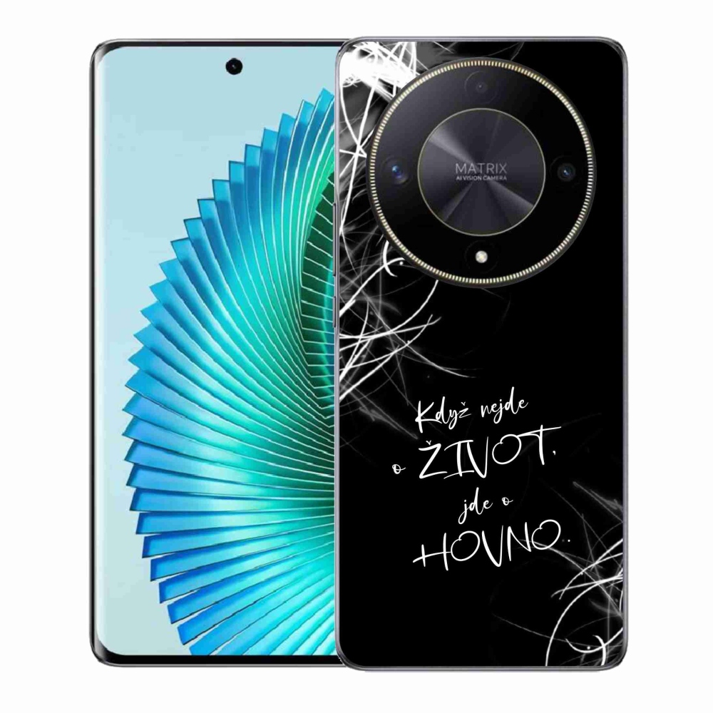 Gélový kryt mmCase na Honor Magic 6 Lite 5G - vtipný text 16 čierne pozadie