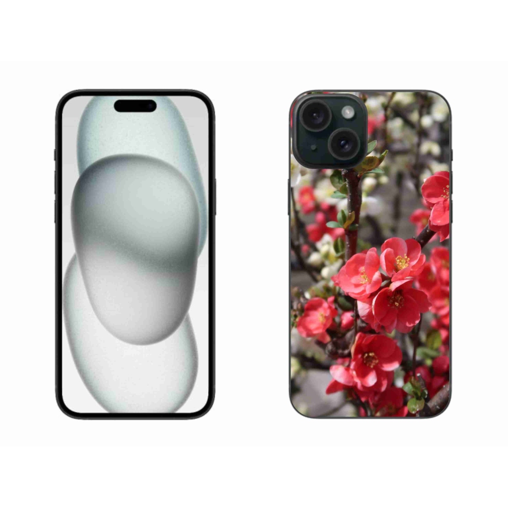 Gélový kryt mmCase na iPhone 15 Plus - červené kvety