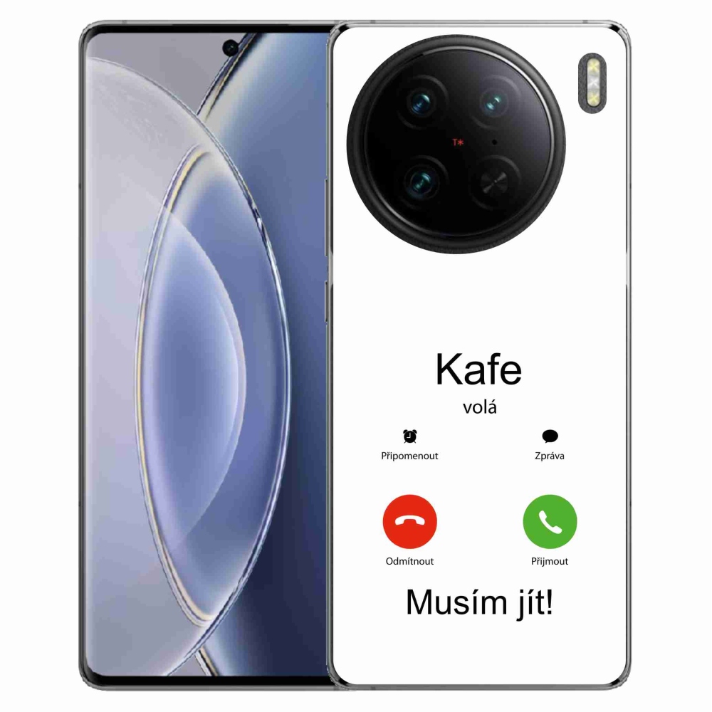 Gélový kryt mmCase na Vivo X90 Pro - káva volá biele pozadie