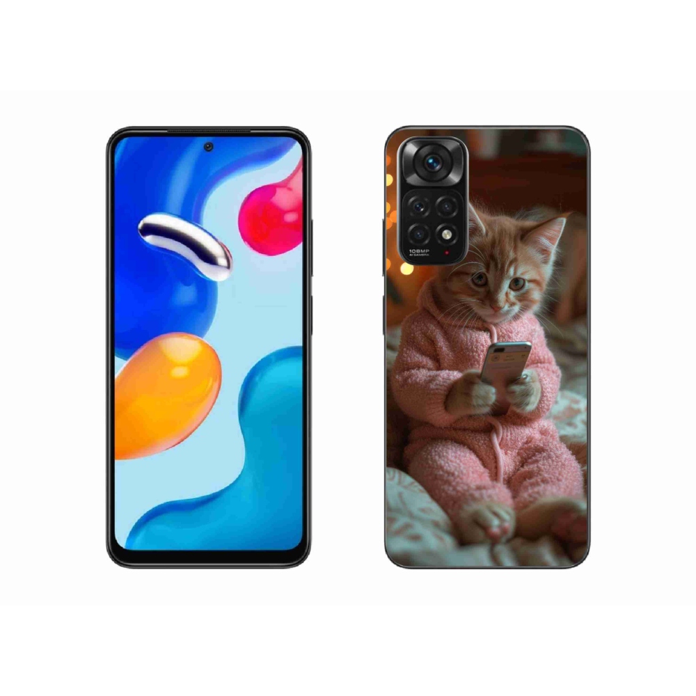Gélový kryt mmCase na Xiaomi Redmi Note 11 4G - mačiatko s mobilom