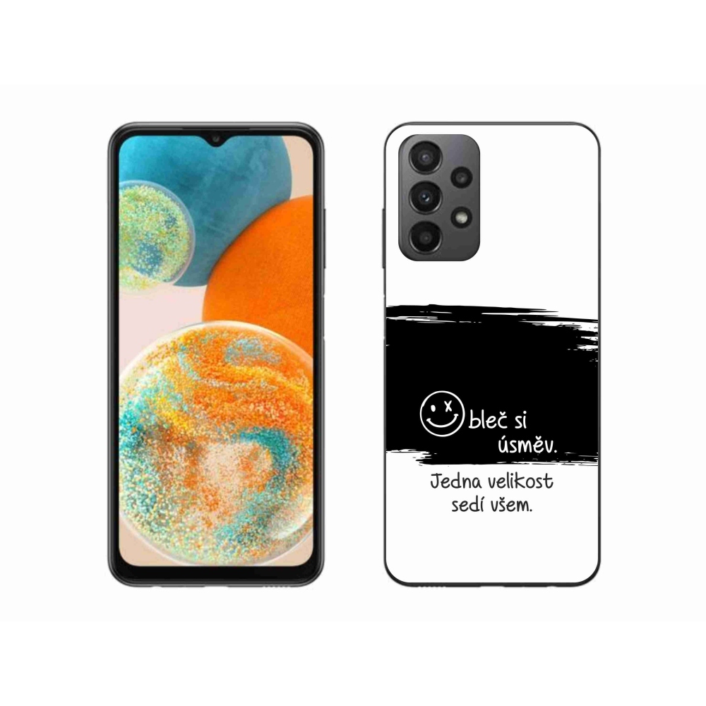 Gélový kryt mmCase na Samsung Galaxy A23 4G/5G - vtipný text 8 čiernobiele pozadie