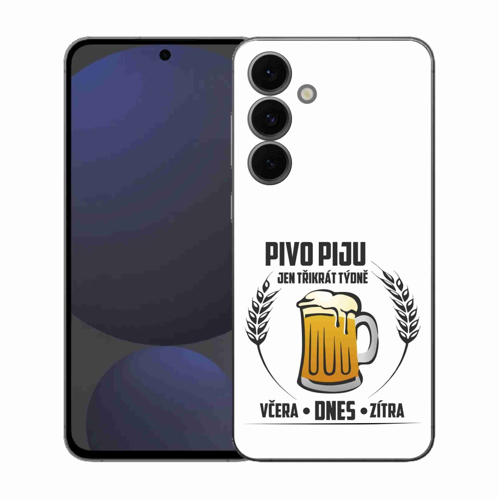 Gélový kryt mmCase na Samsung Galaxy S25 FE - pivný motív biele pozadie