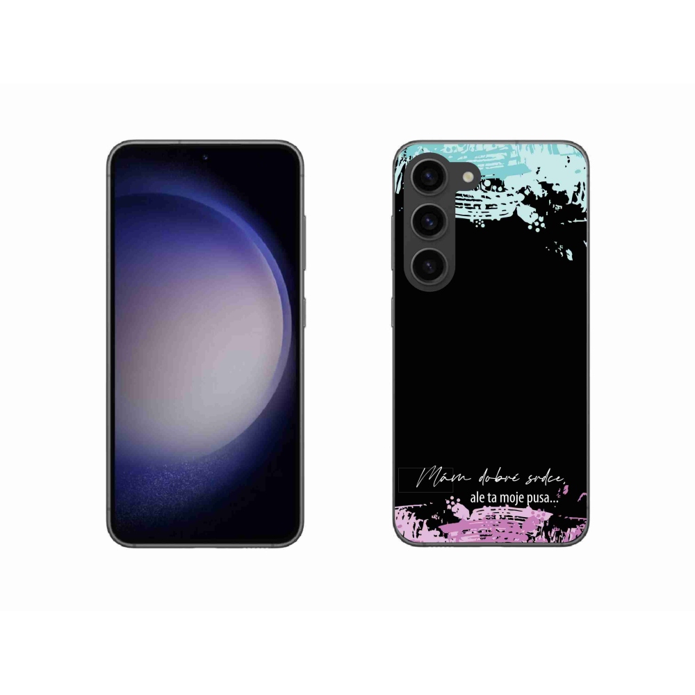 Gélový kryt mmCase na Samsung Galaxy S23 5G - vtipný text 3 čierne pozadie
