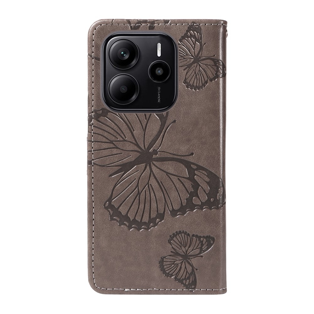 Big Butterfly knižkové púzdro na Xiaomi Redmi Note 14 - šedé