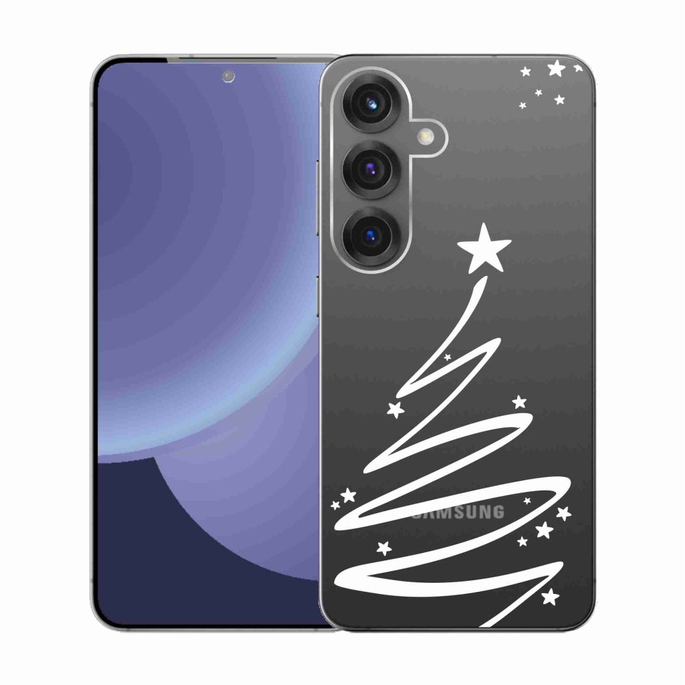 Gélový kryt mmCase na Samsung Galaxy S25 - biely stromček na priehľadnom pozadí