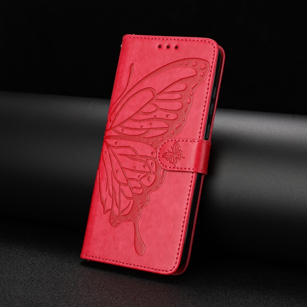 Floral Butterfly knižkové púzdro na Xiaomi Redmi A5 (171.7x77.8x8.3mm) - červené