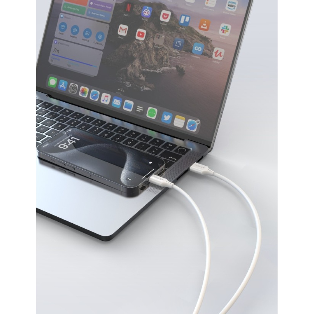 iPEAX TPU kábel USB-A / USB-C 1 m, USB 2.0 - biely