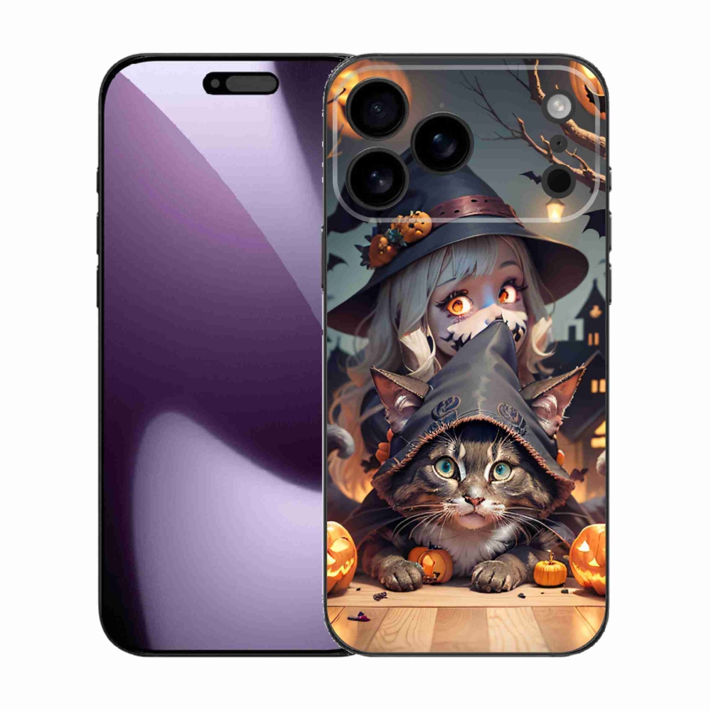 Gélový kryt mmCase na iPhone 17 Pro Max - čarodejnica s mačkou