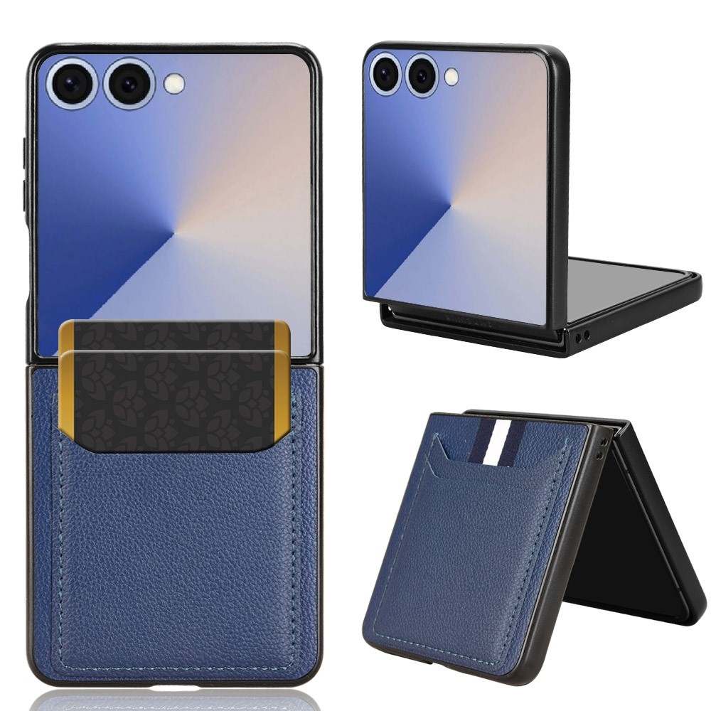 Combi plastový kryt s umelou kožou na Samsung Galaxy Z Flip7 5G - modrý