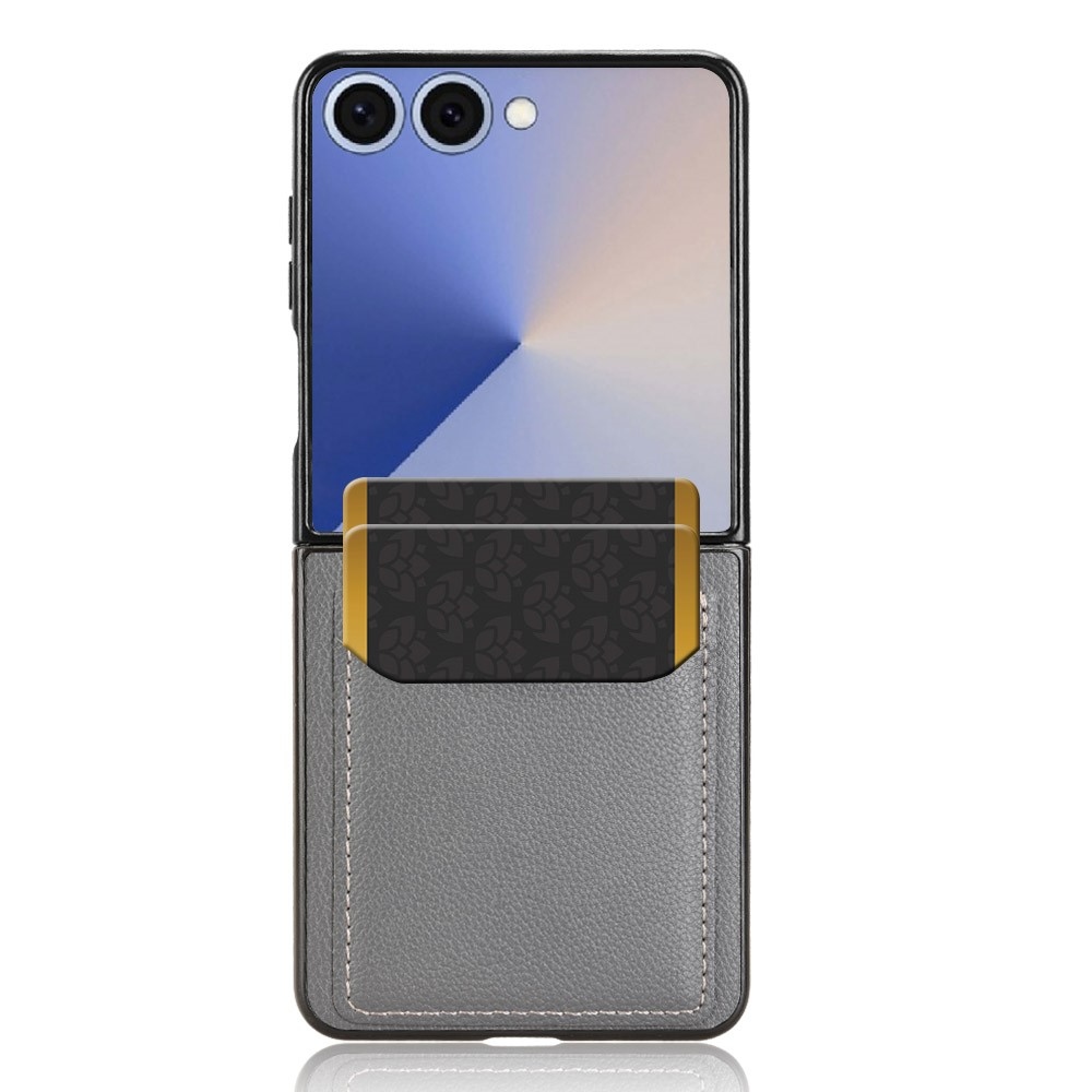 Combi plastový kryt s umelou kožou na Samsung Galaxy Z Flip7 5G - šedý