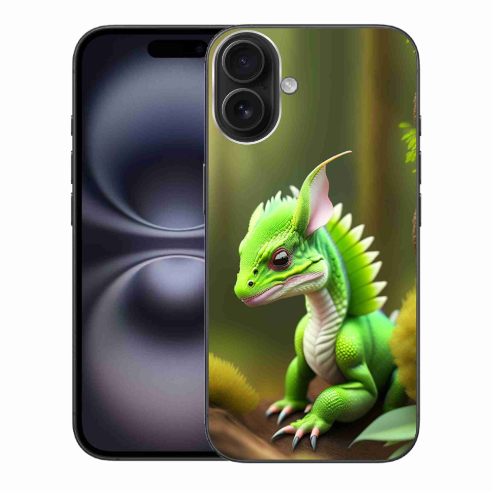 Gélový kryt mmCase na iPhone 16 Plus - zelený dráčik