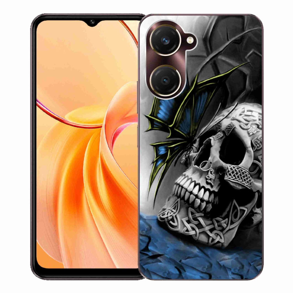 Gélový kryt mmCase na Vivo Y28s 5G - motýľ a lebka