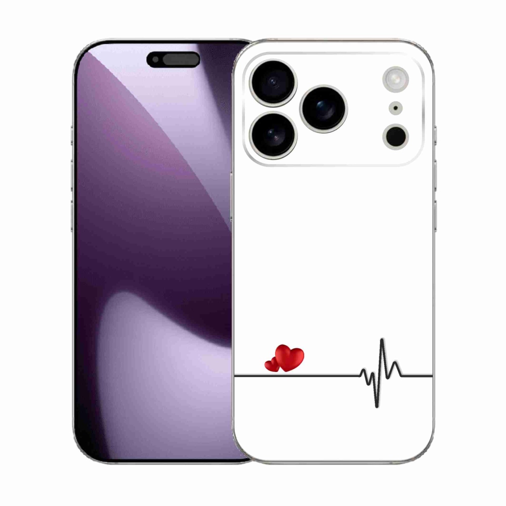 Gélový kryt mmCase na iPhone 17 Pro - srdce a tep biele pozadie