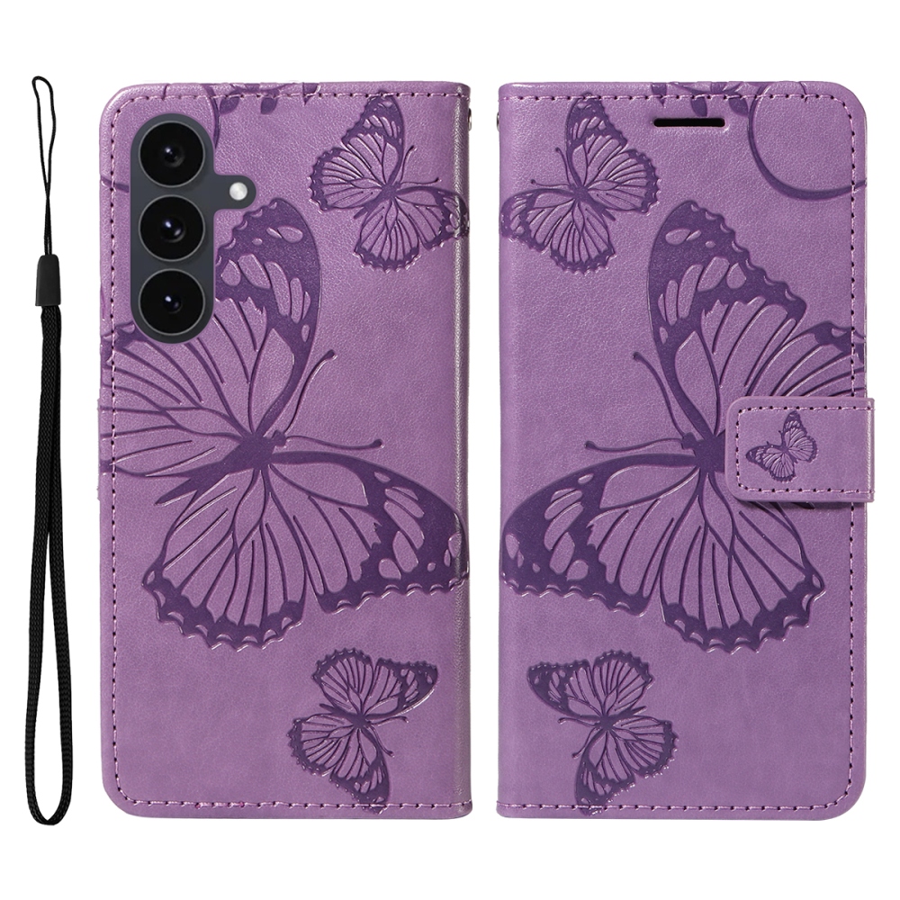 Big Butterfly knižkové púzdro na Samsung Galaxy S25 FE - fialové