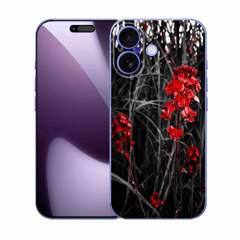 Gélový kryt mmCase na iPhone 17 - červená rastlina