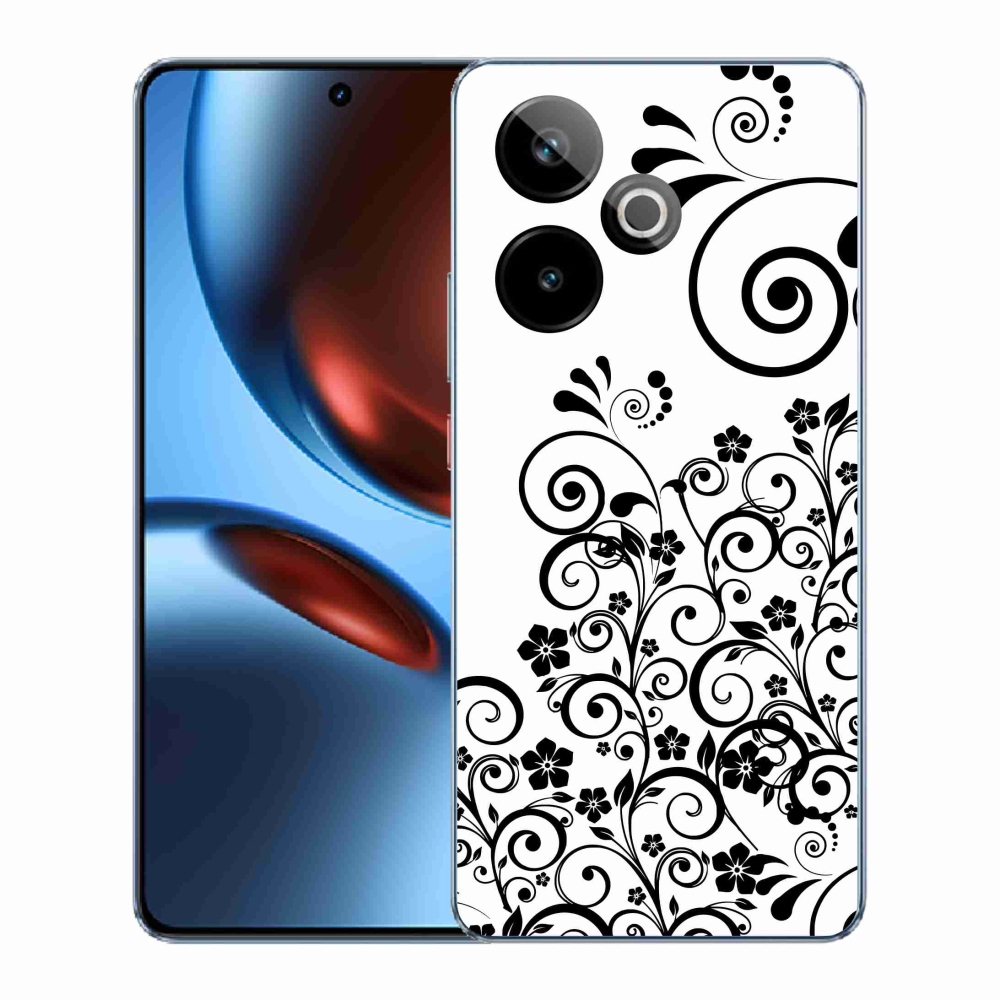 Gélový kryt mmCase na Realme GT 7 5G/GT 7T 5G - čiernobiele kvetinové vzory