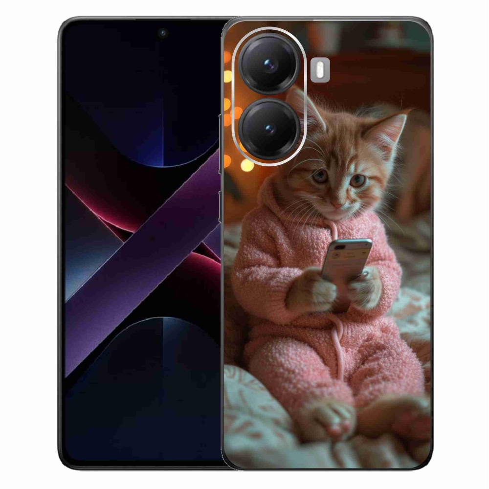 Gélový kryt mmCase na Xiaomi Poco X7 Pro 5G - mačiatko s mobilom
