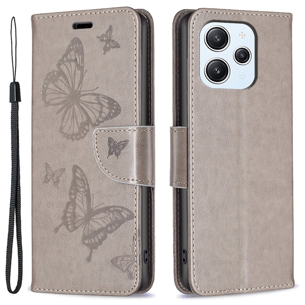 Butterfly knižkové puzdro na Xiaomi Redmi 12 4G/5G - šedé