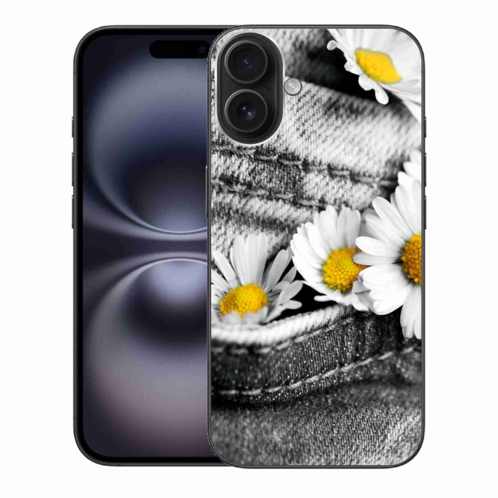 Gélový obal mmCase na iPhone 16 Plus - margarétky