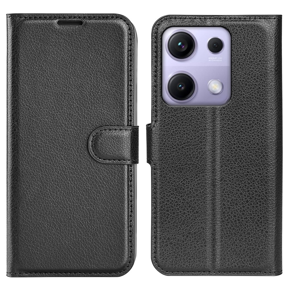 Litchi knižkové púzdro na Xiaomi Redmi Note 14S - čierne