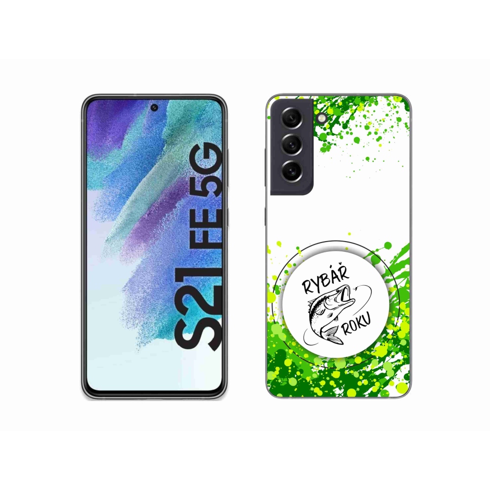 Gélový kryt mmCase na Samsung Galaxy S21 FE 5G - rybár roka biele pozadie