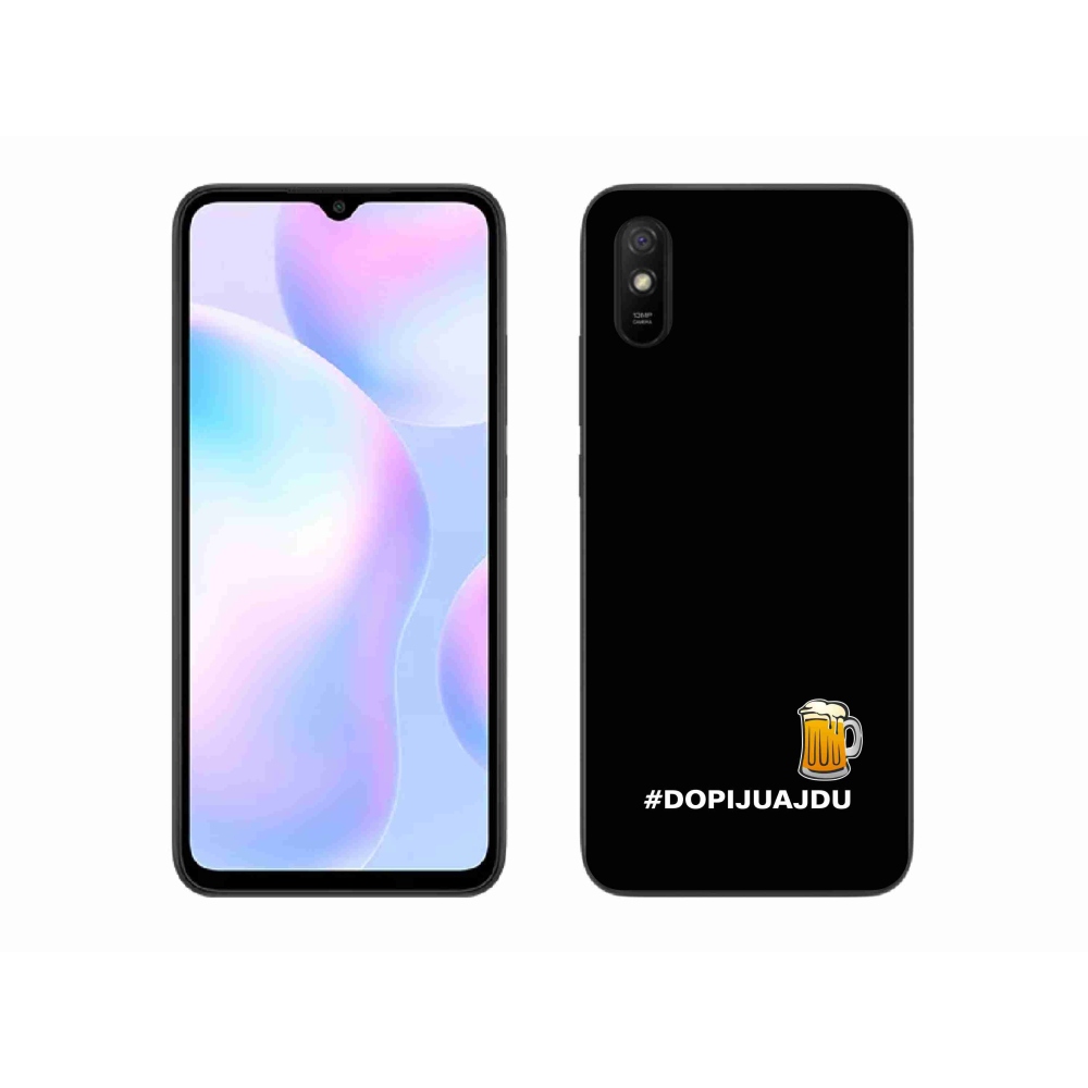 Gélový kryt mmCase na Xiaomi Redmi 9AT - pivný motív 1 čierne pozadie