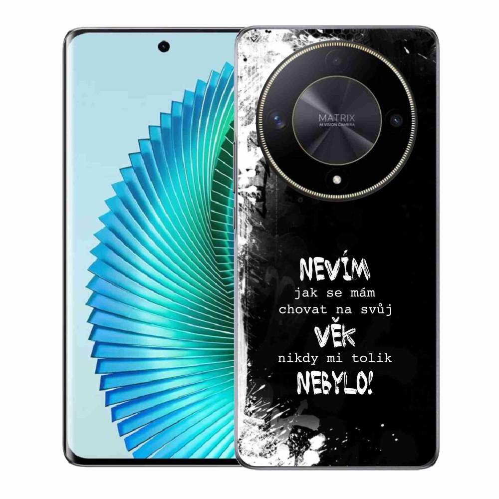 Gélový kryt mmCase na Honor Magic 6 Lite 5G - vtipný text 14 čierne pozadie