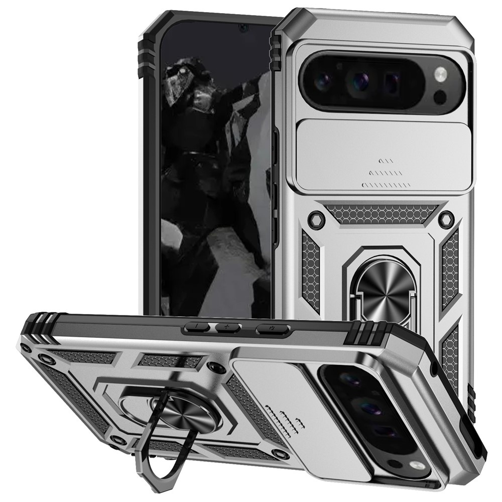 Ring odolný kryt na Google Pixel 10 Pro XL/Pixel 9 Pro XL - strieborný