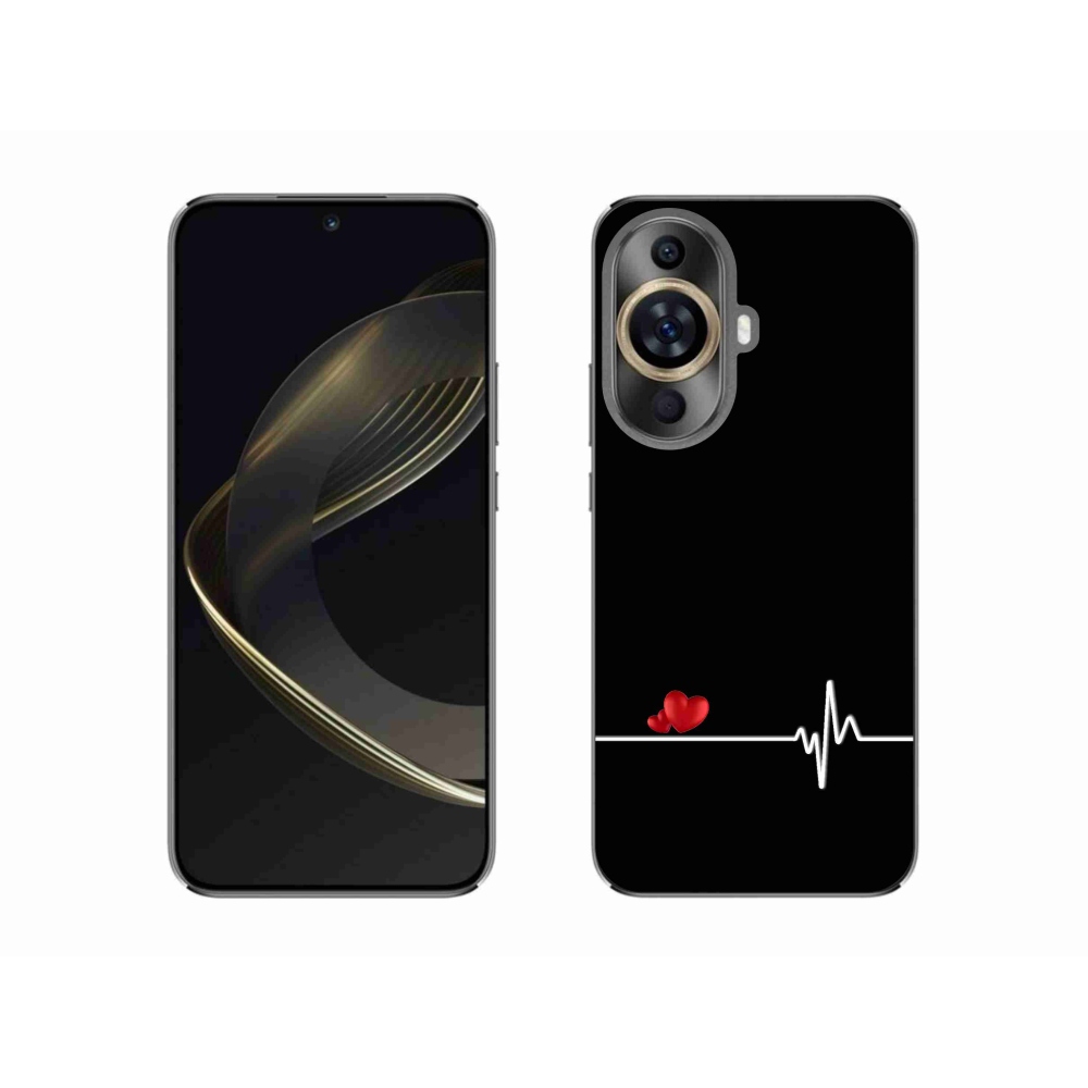 Gélový kryt mmCase na Huawei Nova 11 - srdce a tep čierne pozadie