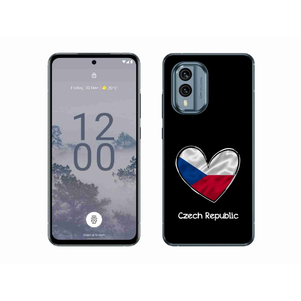 Gélový kryt mmCase na Nokia X30 5G - vlajka srdca čierne pozadie