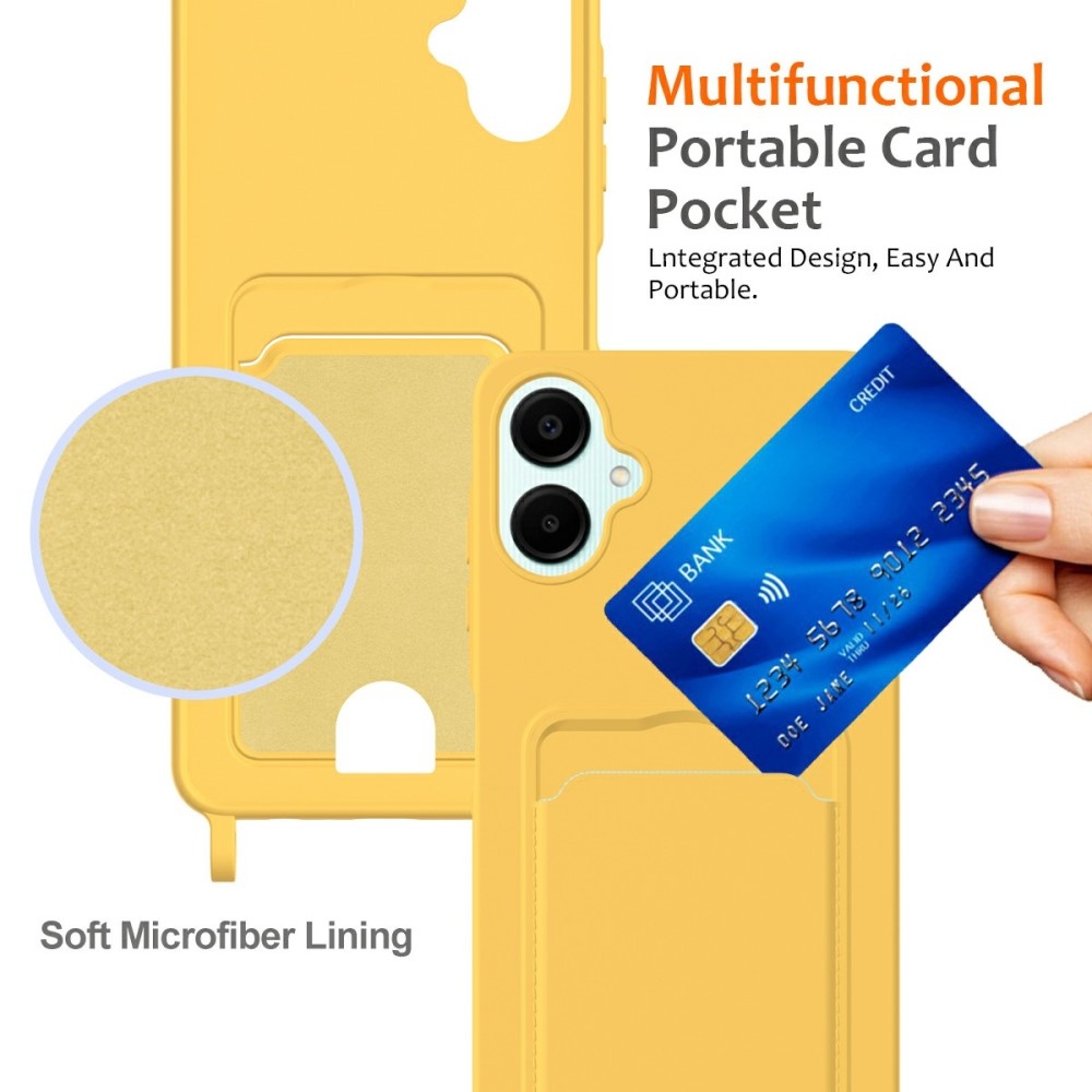 Card gélový obal so šnúrkou na Samsung Galaxy A06 4G - žltý