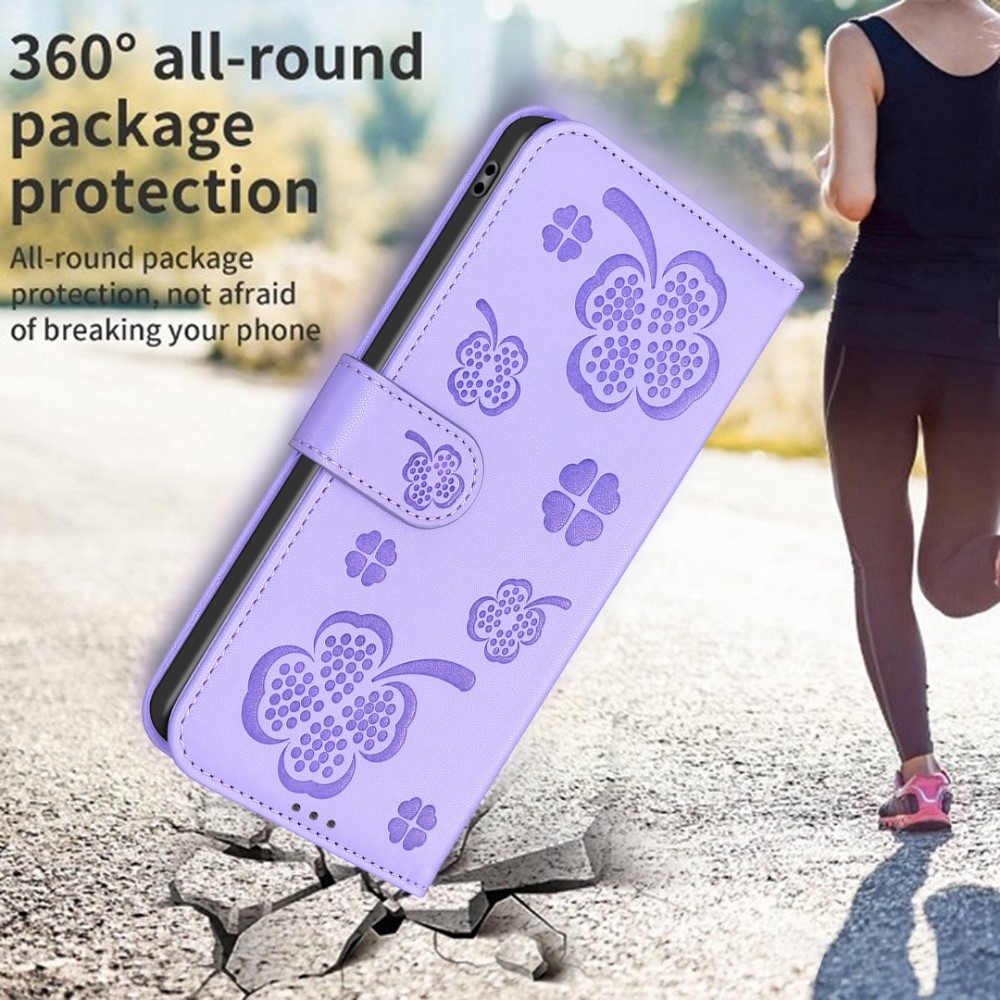 Clover knižkové púzdro na Samsung Galaxy S25 Edge - fialové