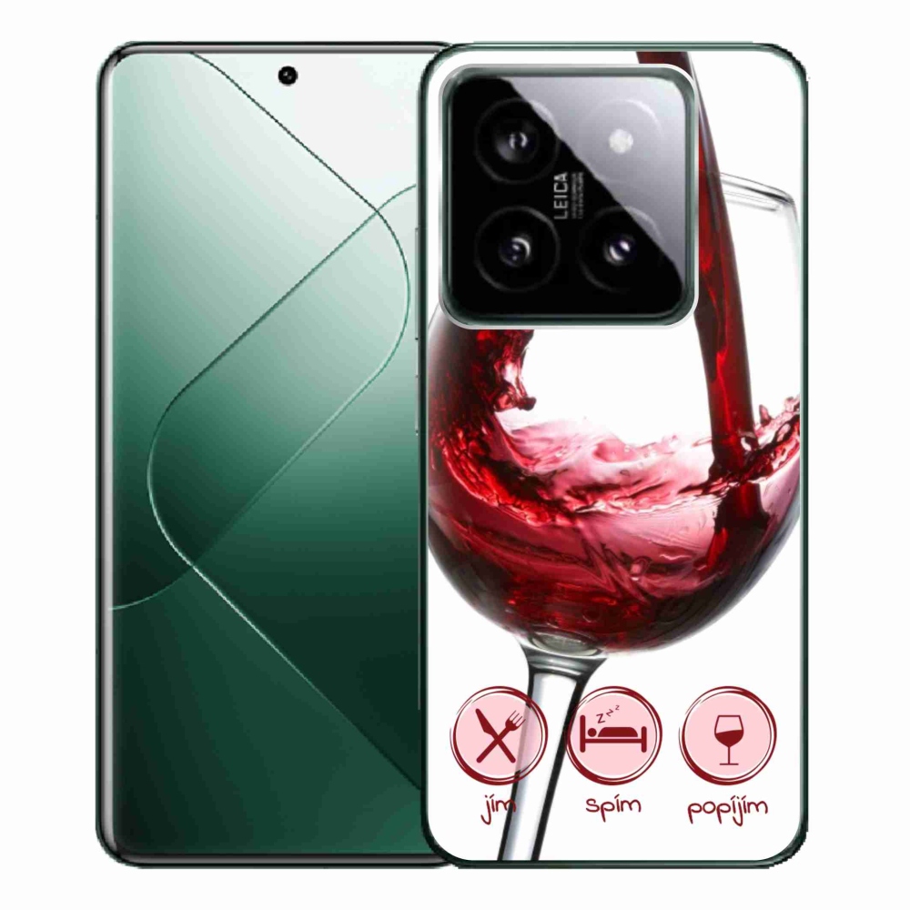 Gélový obal mmCase na Xiaomi 14 Pro - pohár vína červené