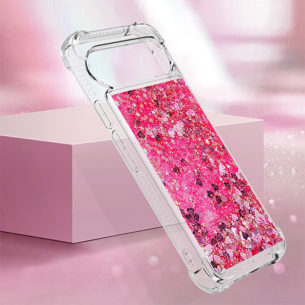 Glitter presýpací gélový obal na Google Pixel 10 Pro/Pixel 10 - ružový/srdiečka