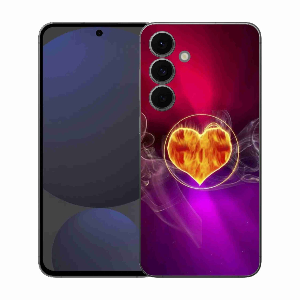 Gélový kryt mmCase na Samsung Galaxy S25 FE - ohnivé srdce
