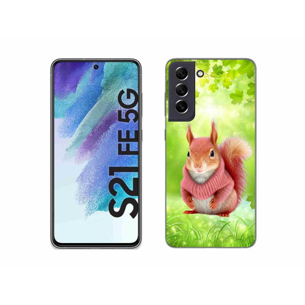 Gélový kryt mmCase na Samsung Galaxy S21 FE 5G - veverička vo svetri