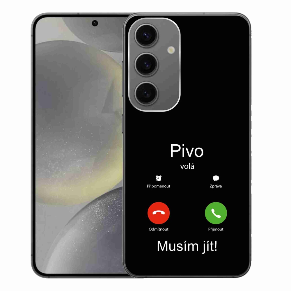 Gélový kryt mmCase na Samsung Galaxy S24+ - pivo volá čierne pozadie