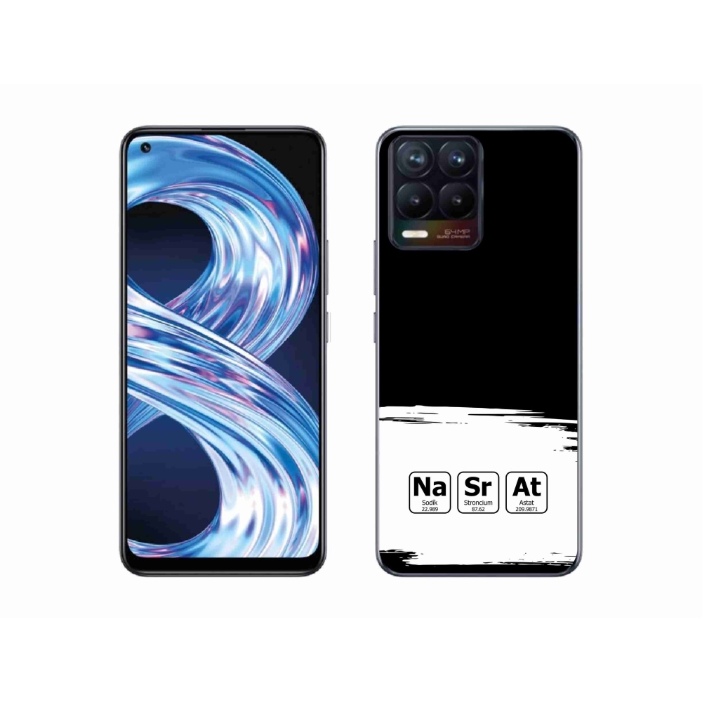 Gélový kryt mmCase na Realme 8 4G - chemické prvky bieločierne pozadie