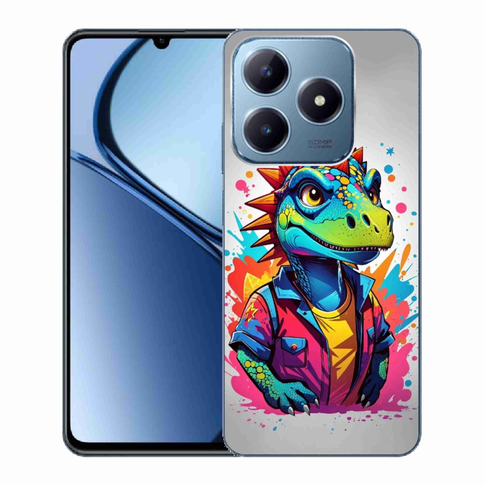 Gélový kryt mmCase na Realme C63 - farebný dinosaurus