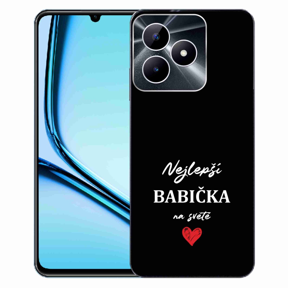 Gélový kryt mmCase na Realme Note 50 - najlepšia babička 1 čierne pozadie